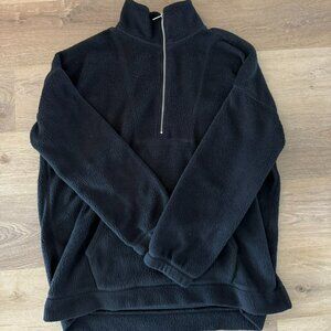 Mens black sherpa quarter zip sweater jacket fleece old navy XL tall warm cozy
